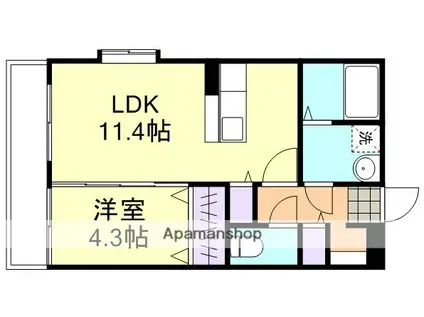 マンション・美(1LDK/3階)の間取り写真