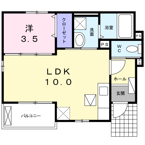 エリーゼ B(1LDK/1階)の間取り写真