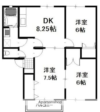 パークサイドハイツ(3DK/2階)の間取り写真