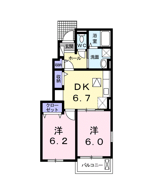 LAVERT Ⅱ(2DK/1階)の間取り写真