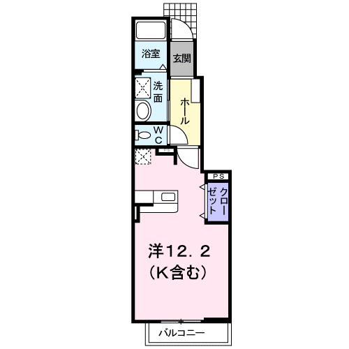フォーゲルA(ワンルーム/1階)の間取り写真