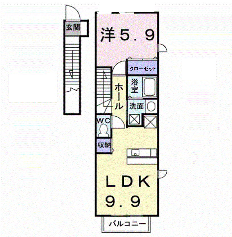 NOWLIFEB(1LDK/2階)の間取り写真