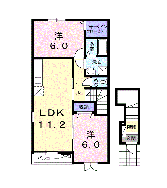 BAY-テラス(2LDK/2階)の間取り写真