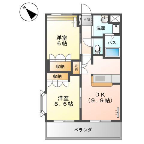 ドリームエンジェル(2LDK/2階)の間取り写真