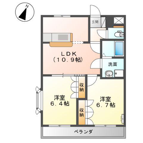 プロニティーMABI(2LDK/2階)の間取り写真