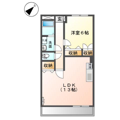 サンガーデン(1LDK/2階)の間取り写真