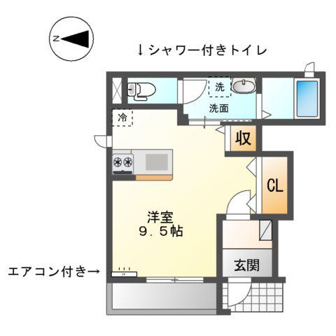 ヒラトミ荘(1K/1階)の間取り写真