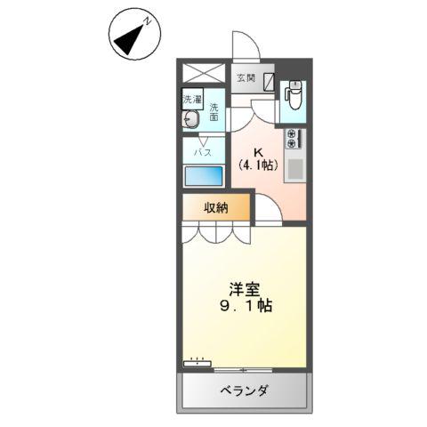 グリーンヒルズ(1K/1階)の間取り写真