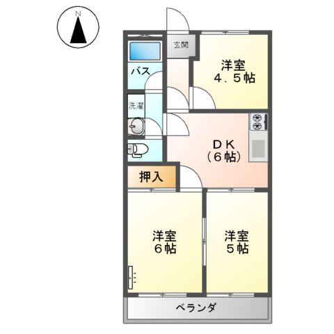アーバンハイツリブ1(3DK/2階)の間取り写真