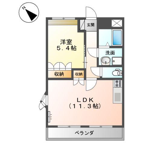 プロスペリティー(1LDK/2階)の間取り写真