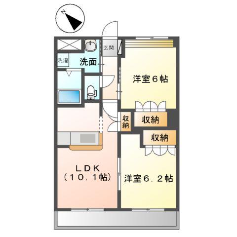 PALAZZO DEL SOLE(2LDK/1階)の間取り写真