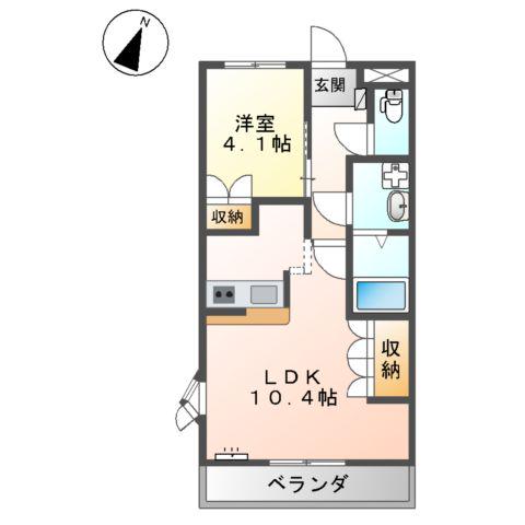 プロニティーMABI2(1LDK/2階)の間取り写真