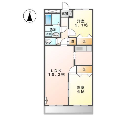 ファインヴィーブル(2LDK/3階)の間取り写真
