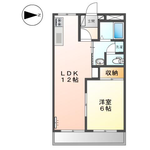 フラワーバスケット(1LDK/2階)の間取り写真