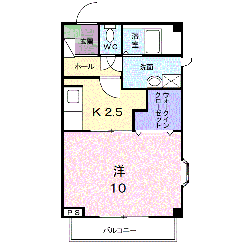 ルミエール21(1K/2階)の間取り写真