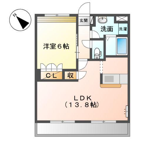 ルミナスガーデン(1LDK/1階)の間取り写真