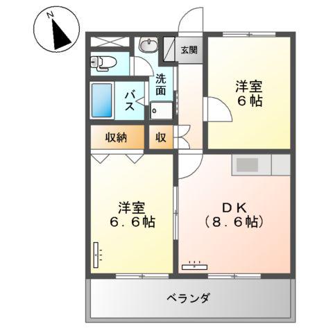 イターナル壱番館(2DK/1階)の間取り写真