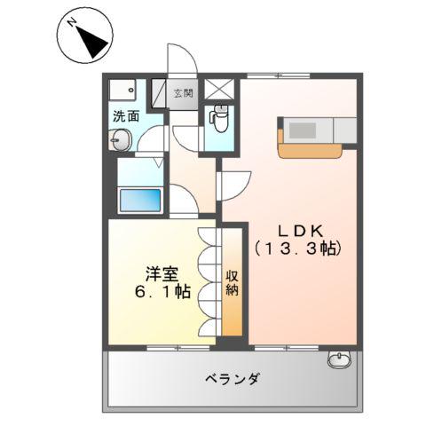 水島臨海鉄道 弥生駅 徒歩14分 2階建 築20年(1LDK/2階)の間取り写真