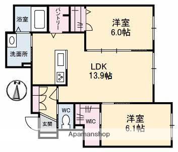 レガーロⅡ(2LDK/1階)の間取り写真