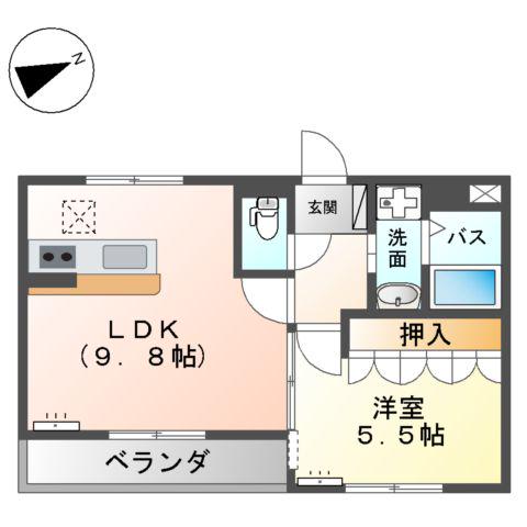 ベルソルト(1LDK/1階)の間取り写真
