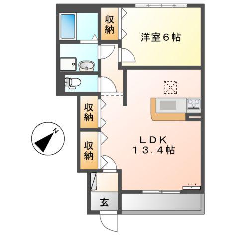 グリーンハウス仁科(1LDK/1階)の間取り写真