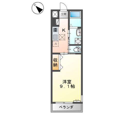 山陽本線 倉敷駅 バス乗車時間：18分 大江バス停バス停で下車 徒歩4分 2階建 築8年(1K/1階)の間取り写真