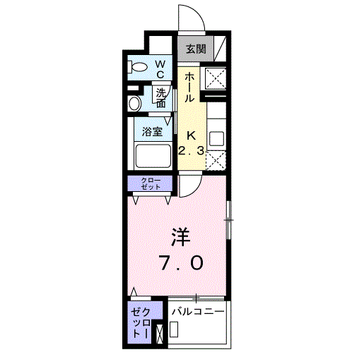 グランツ グルン(1K/4階)の間取り写真