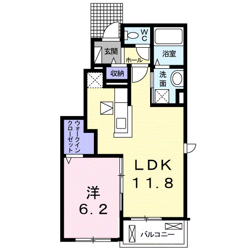コンシェルジュ福富Ⅰ(1LDK/1階)の間取り写真
