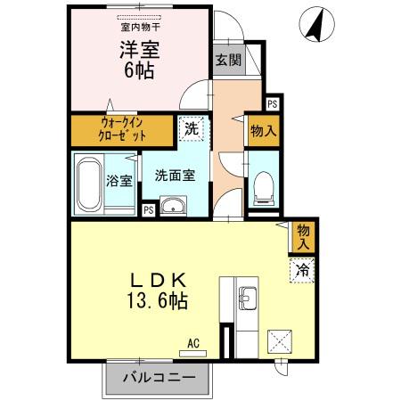 ディモルフォセカ A棟(1LDK/1階)の間取り写真