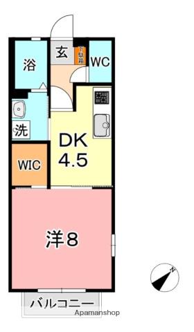 プリムヴェール福島 A(1DK/2階)の間取り写真