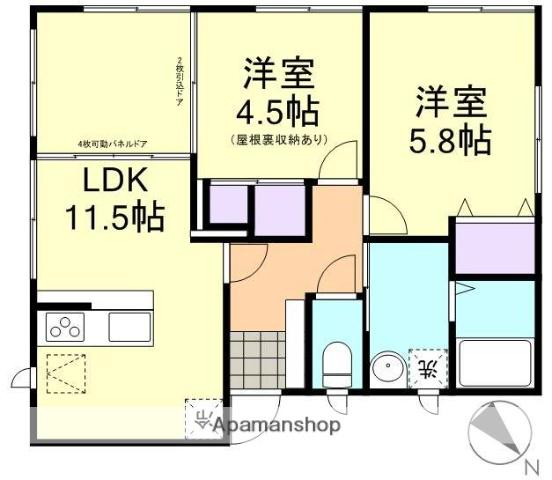 山陽本線 西阿知駅 徒歩10分 1階建 築7年(2LDK)の間取り写真