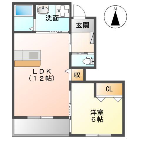 フルール(1LDK/1階)の間取り写真