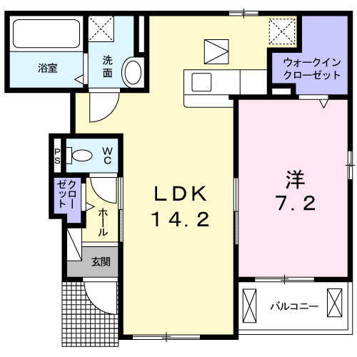 ワンゾーラ(1LDK/1階)の間取り写真