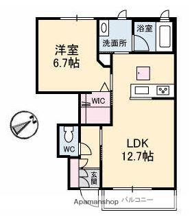 ヴィラ・アンテンヌ(1LDK/1階)の間取り写真