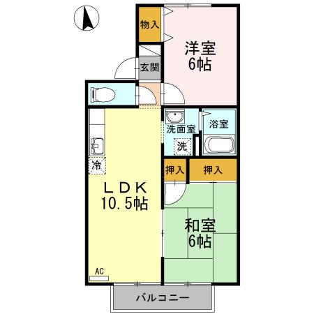 セレーノ岡本A棟(2LDK/2階)の間取り写真