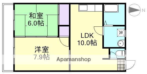 リバーサイドヤマモト(2LDK/3階)の間取り写真