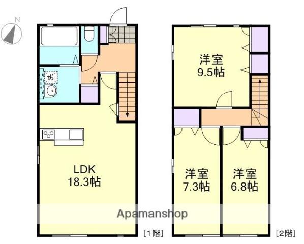 メゾネットＷＡＫＥ(3LDK)の間取り写真