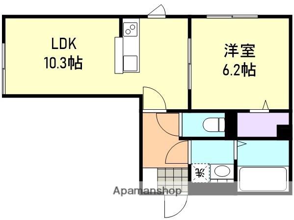 ル・シェル中庄Ⅰ(1LDK/1階)の間取り写真