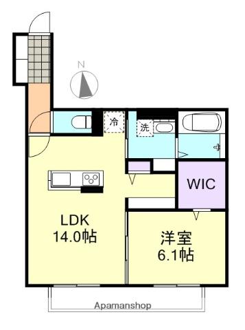 シェモア笹沖(1LDK/2階)の間取り写真