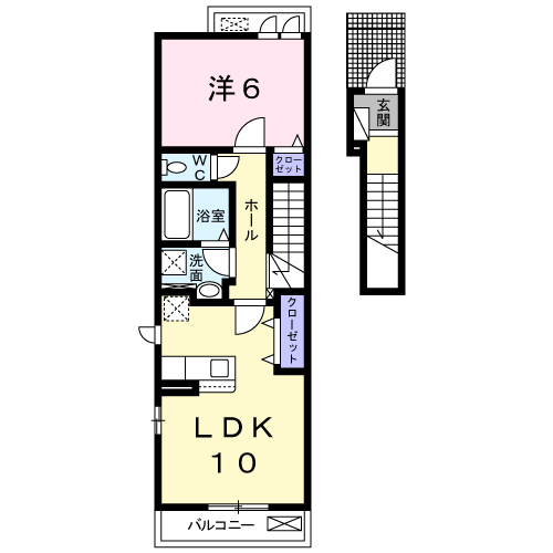 グランド・ルミエール北畝Ⅰ(1LDK/2階)の間取り写真