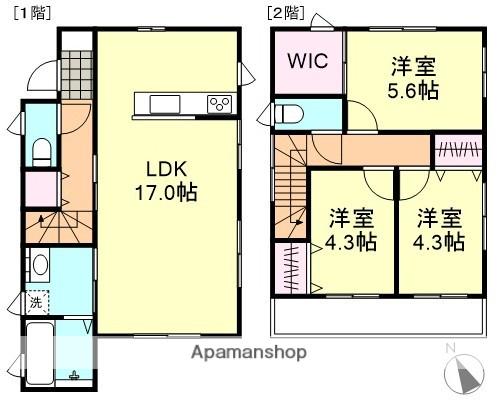 山陽本線 新倉敷駅 徒歩17分 2階建 築14年(3LDK)の間取り写真