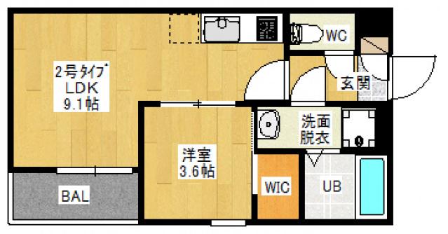 REGALEST JM 富田(1LDK/2階)の間取り写真