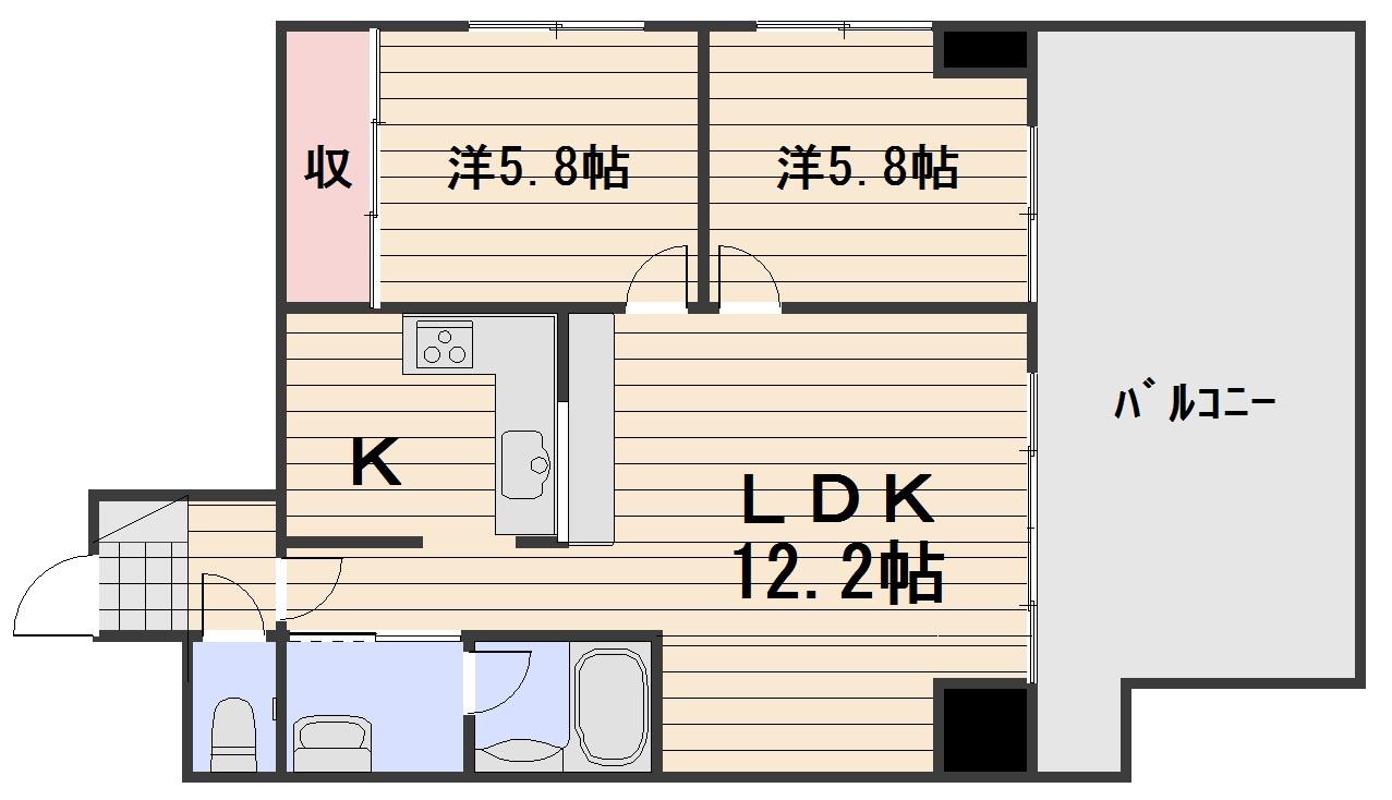メゾン表町(2LDK/2階)の間取り写真