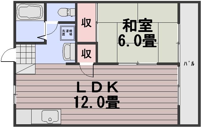 山陽コーポ豊成(1LDK/2階)の間取り写真