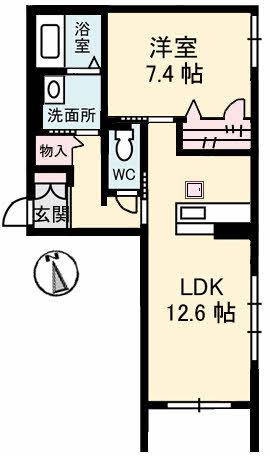 アルコバレーノ(1LDK/1階)の間取り写真