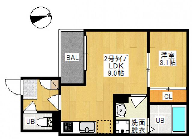 REGALEST 奥田本町Ⅱ(1LDK/3階)の間取り写真