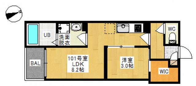 REGALEST 奥田本町Ⅱ(1LDK/1階)の間取り写真