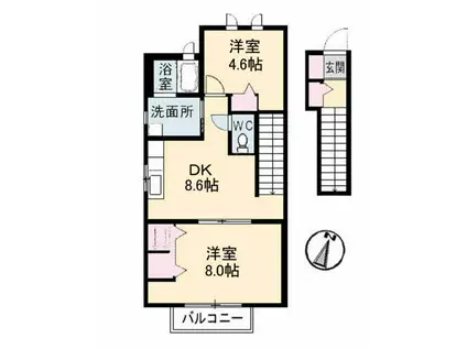 レーヴィンスC棟(2DK/2階)の間取り写真