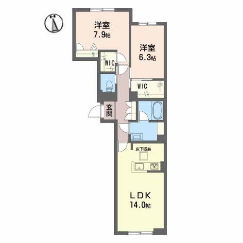 ファインメゾン福富(2LDK/1階)の間取り写真