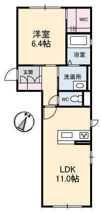 シャーメゾンソレイユ庭瀬(1LDK/1階)の間取り写真